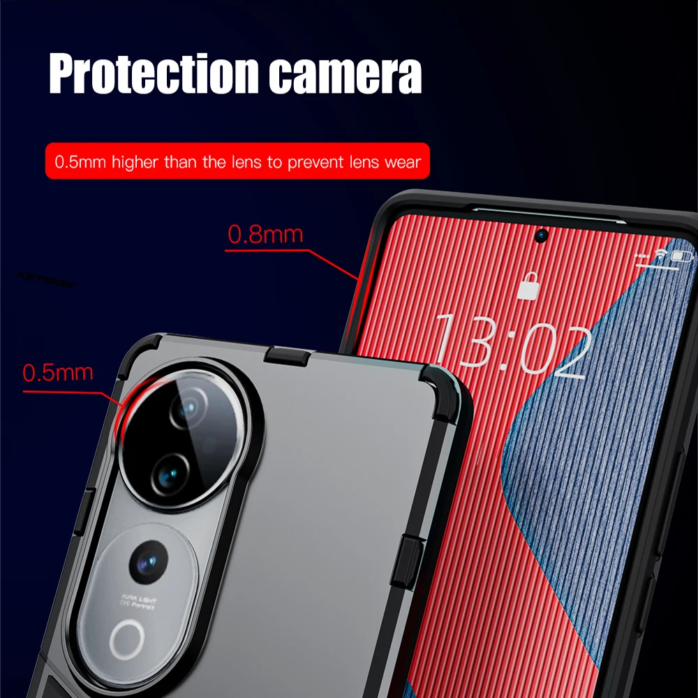 Rugged Shockproof Armor Case with Ring Stand Holder - Soft Silicone + PC Back Cover