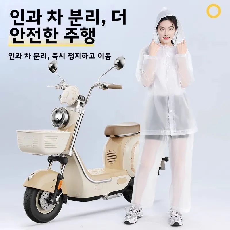 성인용 장기 사용 가능 일회용 우비 세트, 사이클링 방수용 분리형 바지, 폭우 방지용 두꺼운 PVC 소재