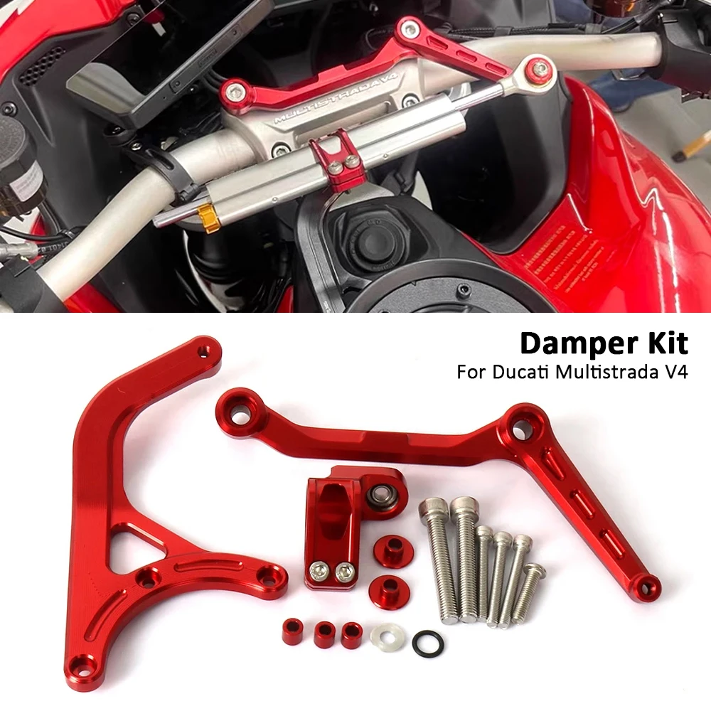 Per Ducati Multistrada V4 S 2021-2024 MULTISTRADA V4 RS Pikes Peak Moto Sterzo Stabilizzare Ammortizzatore Staffa Con Logo Kit - immagine 2