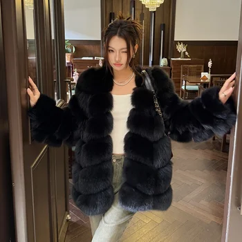 2025 Nuovo Cappotto di Pelliccia Donna Vera Pelliccia di Volpe Naturale Giacca Invernale Pelle Intera di Media Lunghezza Caldo di Spessore di Lusso Pelliccia di Volpe Abbigliamento Tuta Sportiva 1