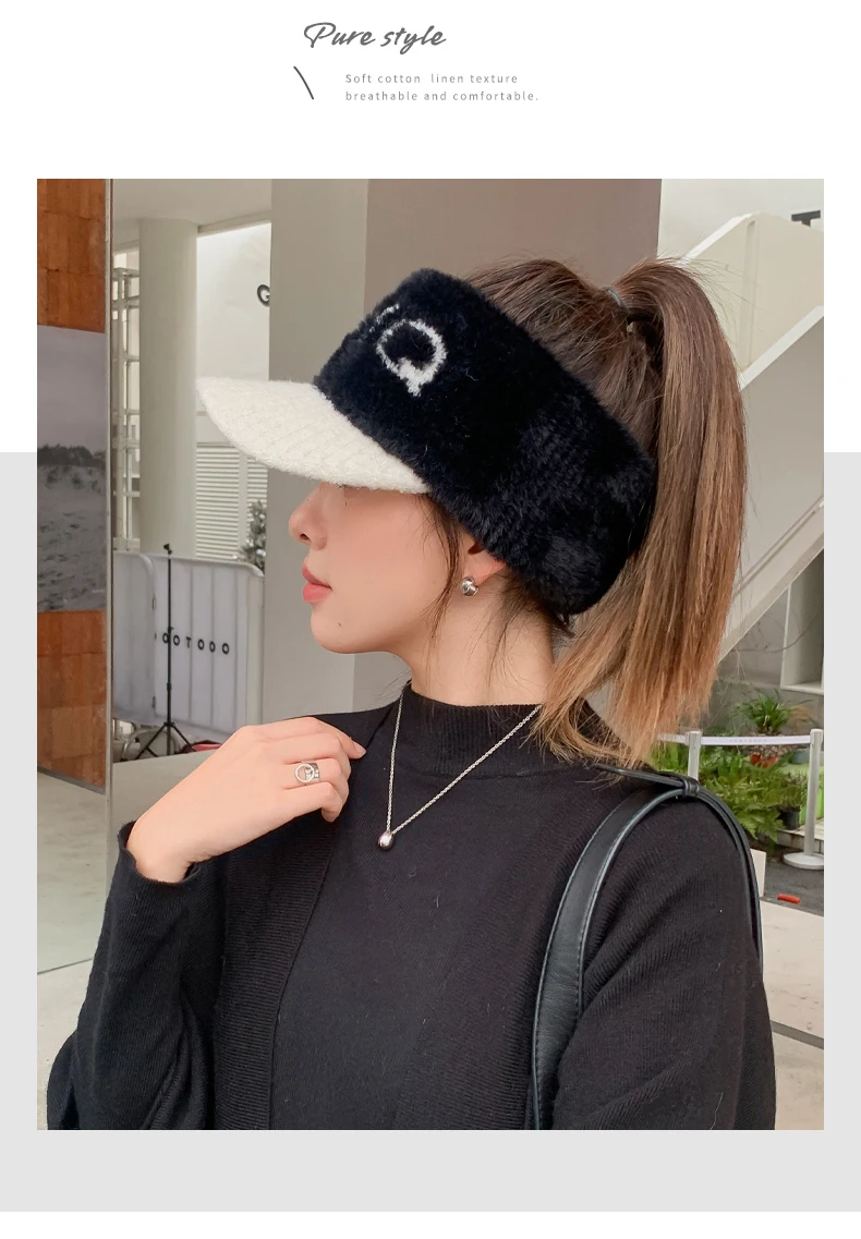 Nuovo elastico lavorato a maglia da donna con berretto caldo antivento da golf con linguetta d'anatra_voghion.com