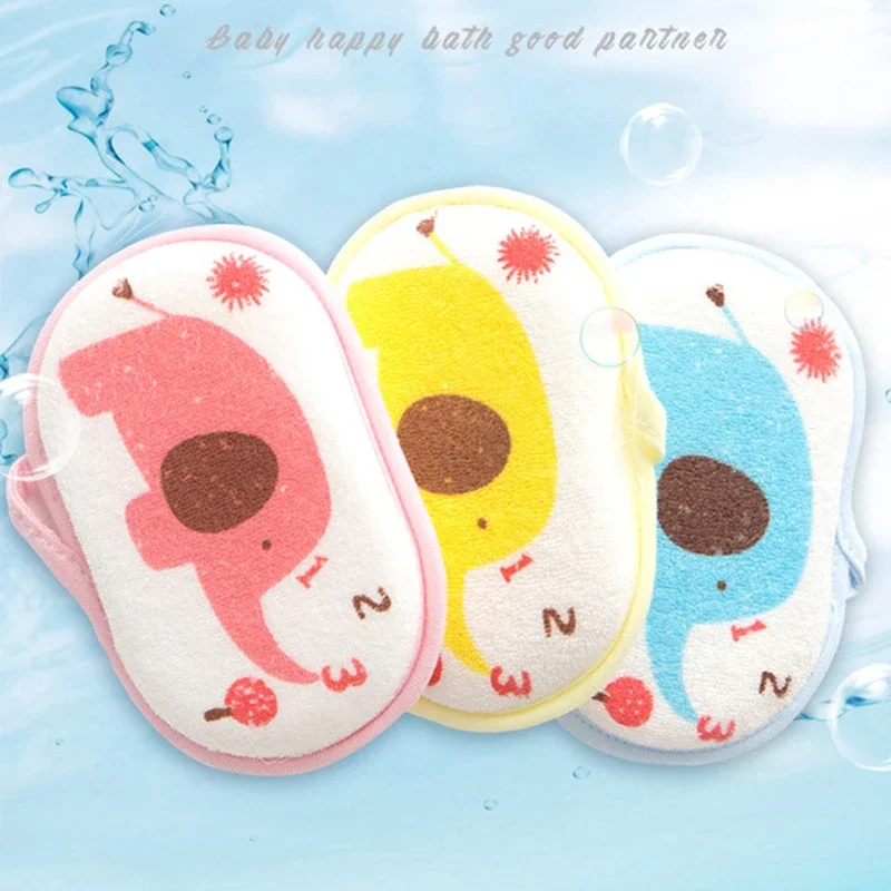 Baby Brush Body Brush Cotton Shower Bath Soft Sponge Rub Cartoon Elephant 1PC