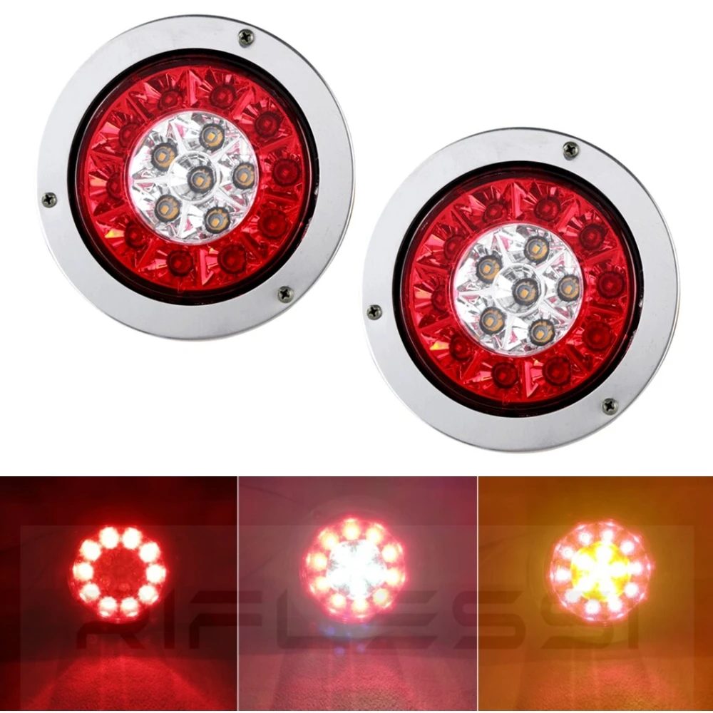 2Pcs Truck Tail Lights 12V 24V Trailer Reversing Lights Tractor Turn