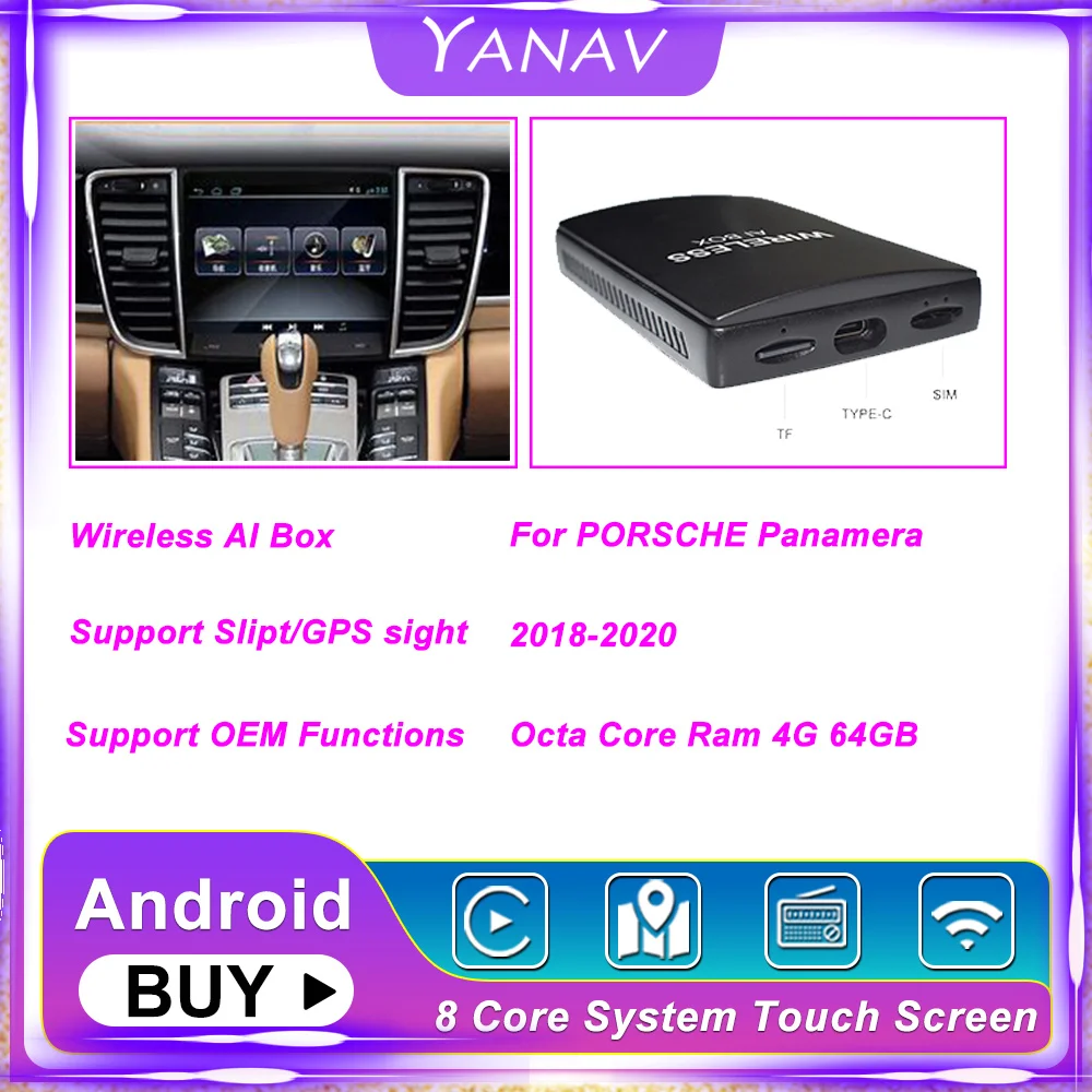 Carplay Wireless Ai Box Dual Bluetooth Android For Porsche Panamera 20182020 Auto Car Radio