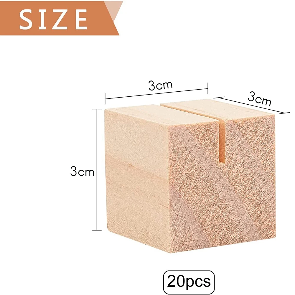 Wooden Name Card Holder 20Pcs Wooden Table Number Stands Solid Wood Place Card Holders For Name Tags Pictures Postcards