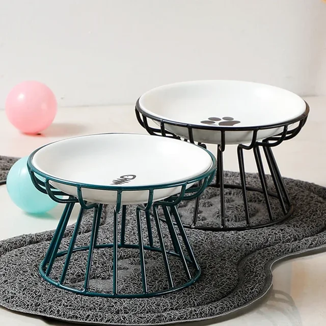Ceramic Bowl with Metal Stand for Cat, Pet Food, Snack Bowl, Feeding Drinking Elevated Feeder, Kitten and Puppy Dish, Pet Supply 6