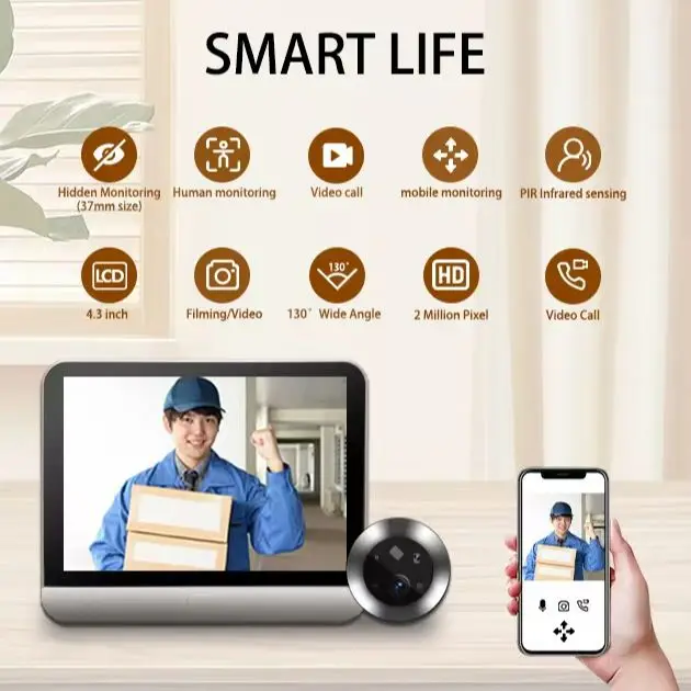 Mirilla puerta video portero wifi HD Tuya smart - smart life