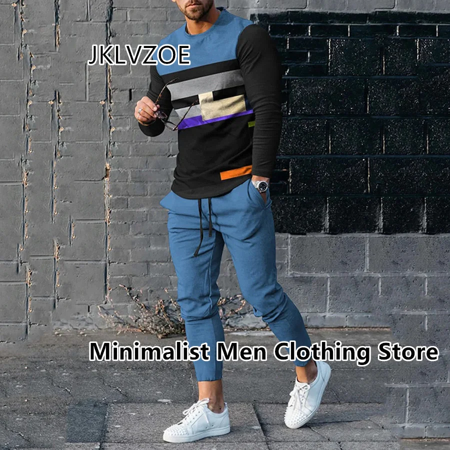 2023 Spring Men Tracksuit Long Sleeve T Shirt+Sweatpants Suit  Streetwear Vintage Sweatshirt Oversized Men Clothing 2 Piece Sets