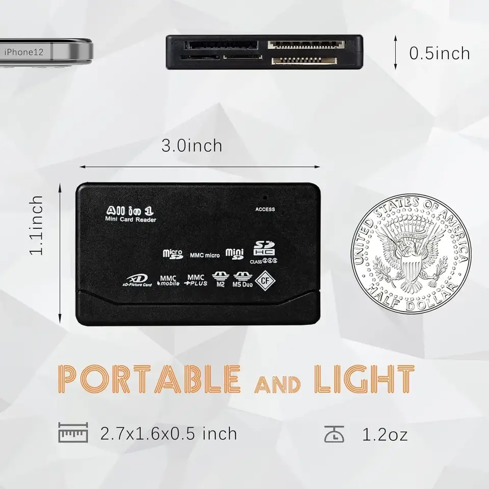 All In One Memory Card Reader USB External Cardreader SD SDHC Mini Micro M2 MMC XD CF Reader For MP3, Digital Camera image 6