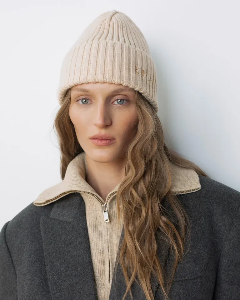 Cozy Winter Wool Beanie | Thick Warm Unisex Knit Hat with Embroidered Letters | Men & Women Cold Weather Cap