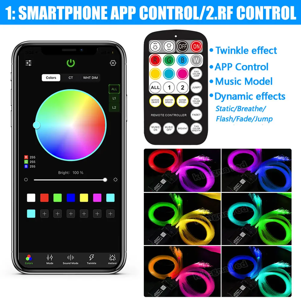 20W Dual Color Twinkle Car Roof Star Light with RGB Meteor Music APP Control Sparkling Starry Sky Integrated Atmosphere light