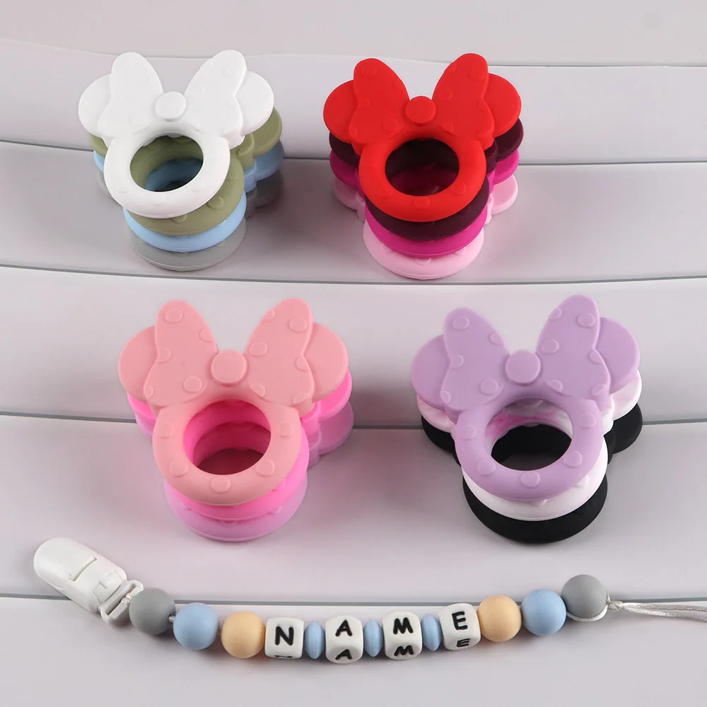 Kovict 1Pc Silicone Teethers Cartoon Mouse Head Animal Food Grade Silicone Pendant DIY Necklace Handmade Accessories