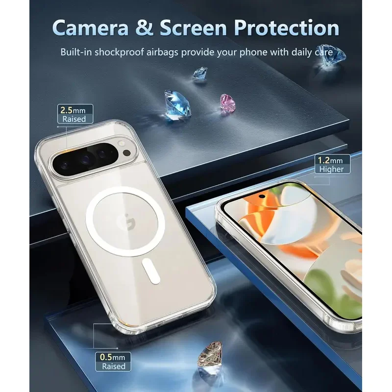 Transparent Magnetic Shockproof Lens Protective Case with MagSafe Technology