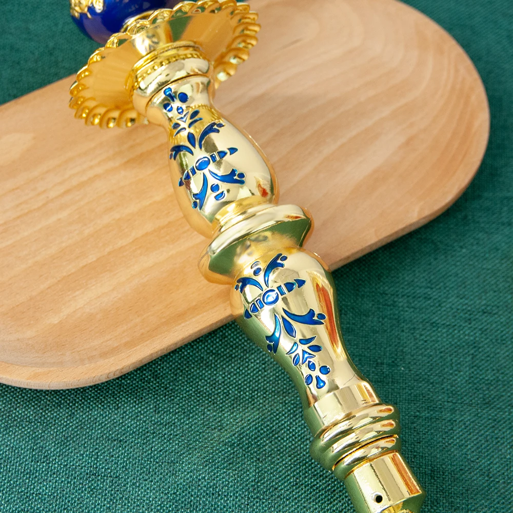 HTISOK Orthodoxer Handkerzenhalter, vergoldet, byzantinischer Stil, christlicher religiöser Ritual-Kerzenständer für die Kirchenanbetung – Detail 7