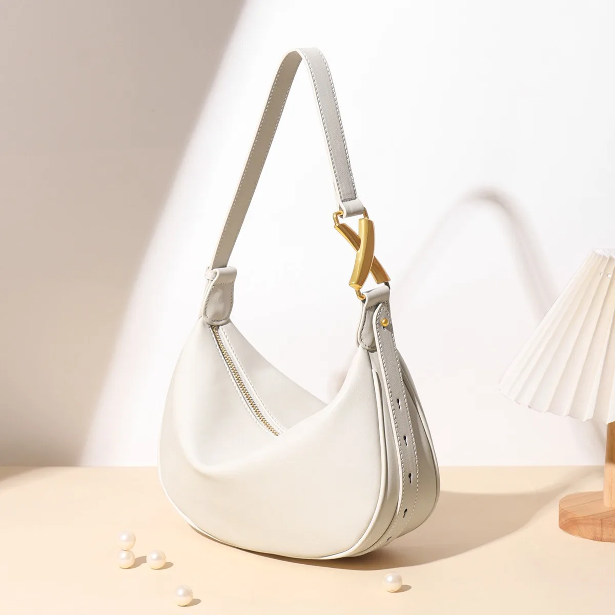 2024 Fashion Ladies Hobo Shoulder Bag Genuine Cowhide Leather Leisure Soft Women's Handbag Niche Design Underarm Bag Purse