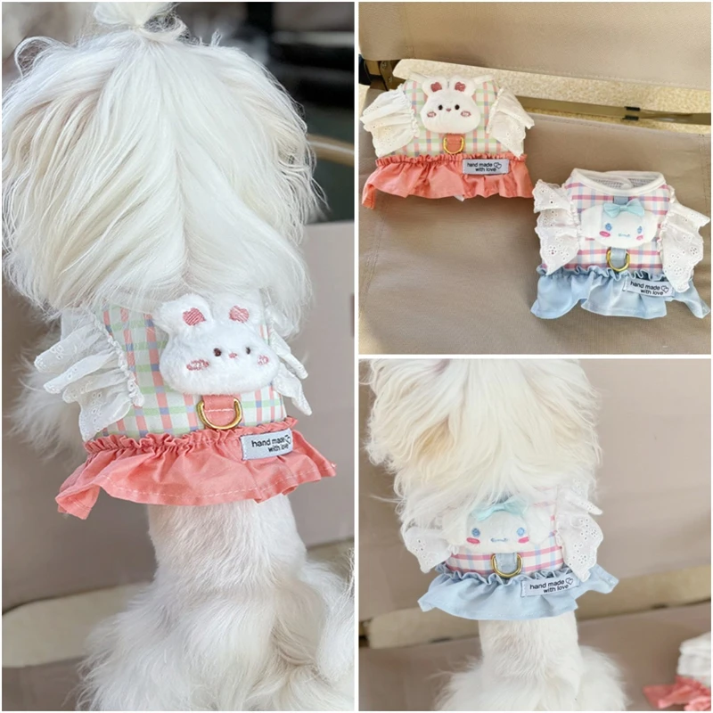 Cute Animal Lace Pet Vest Harness Handmade Lattice Vest Small Dogs Bichon Frise Princess Summer Clothes Leash Accessories