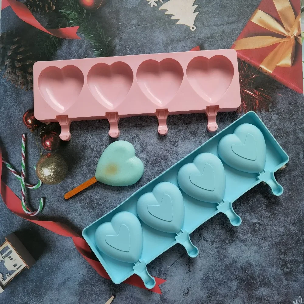 Description Picture 2 of itemIce Cream Mold Heart Shape Silicone Popsicle Form Maker  Lolly Moulds  Cube Tray for Party Bar Decoration Fondant Molds