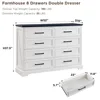 8 Drawers Dresser Chests for Bedroom,52" Wide Wood Rustic Chest of Drawers with Metal Handle,Natural Texture,Drawer Organizer 2