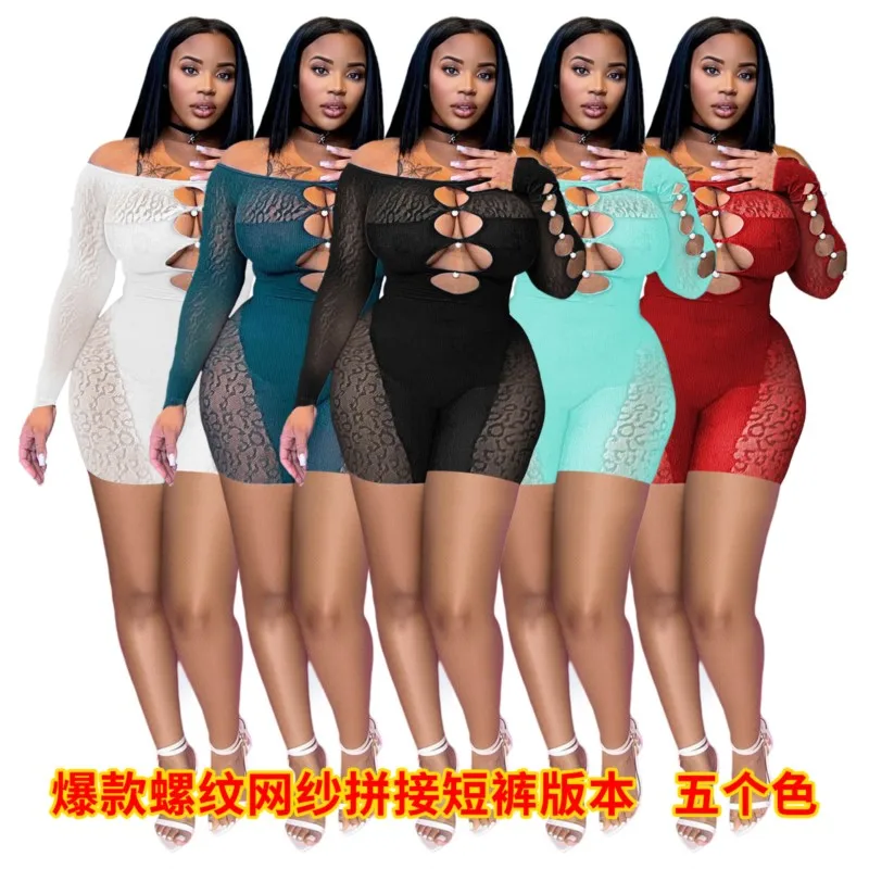 

Женский пляжный купальный костюм с пряжкой, однотонный комбинезон из полиэстера с одним открытым плечом и шортами, лето 2023