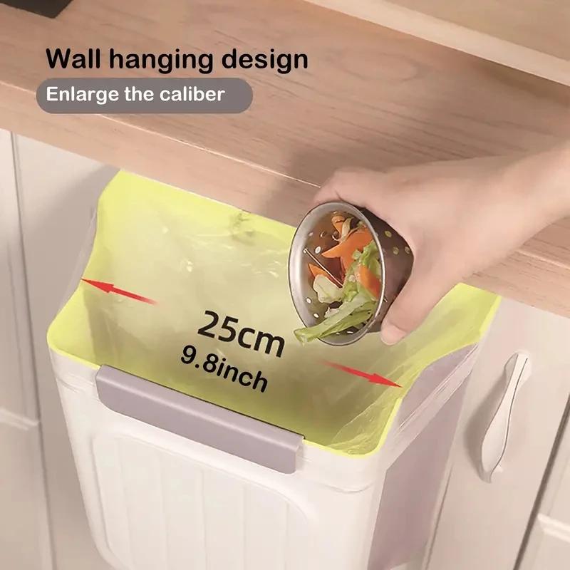 Trash Can Foldable Hanging Trash Can Kitchen Cabinet Door Hanging Garbage Storage Bucket Thickened And Large Diameter More Durable 1pc