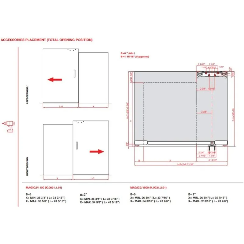 2 (1800) – (Door is NOT Included) - Completely Concealed Hardware and Track. Made in Italy. Free Template Included. 5