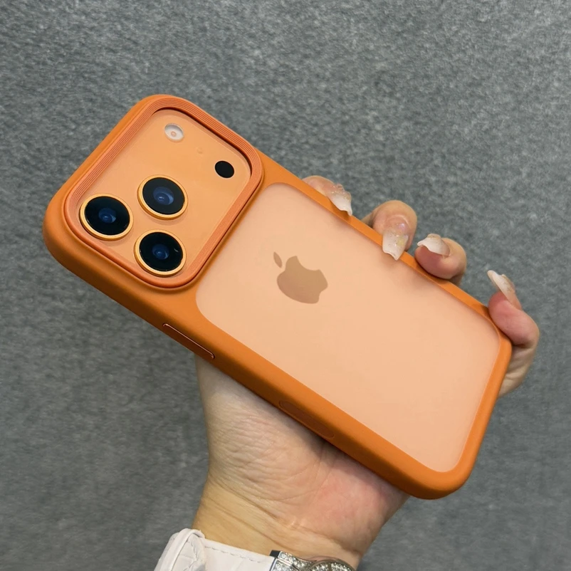 Sleek Translucent Phone Case with Air Camera Control Button - Durable Acrylic TPU Hybrid Armor Mat Cover