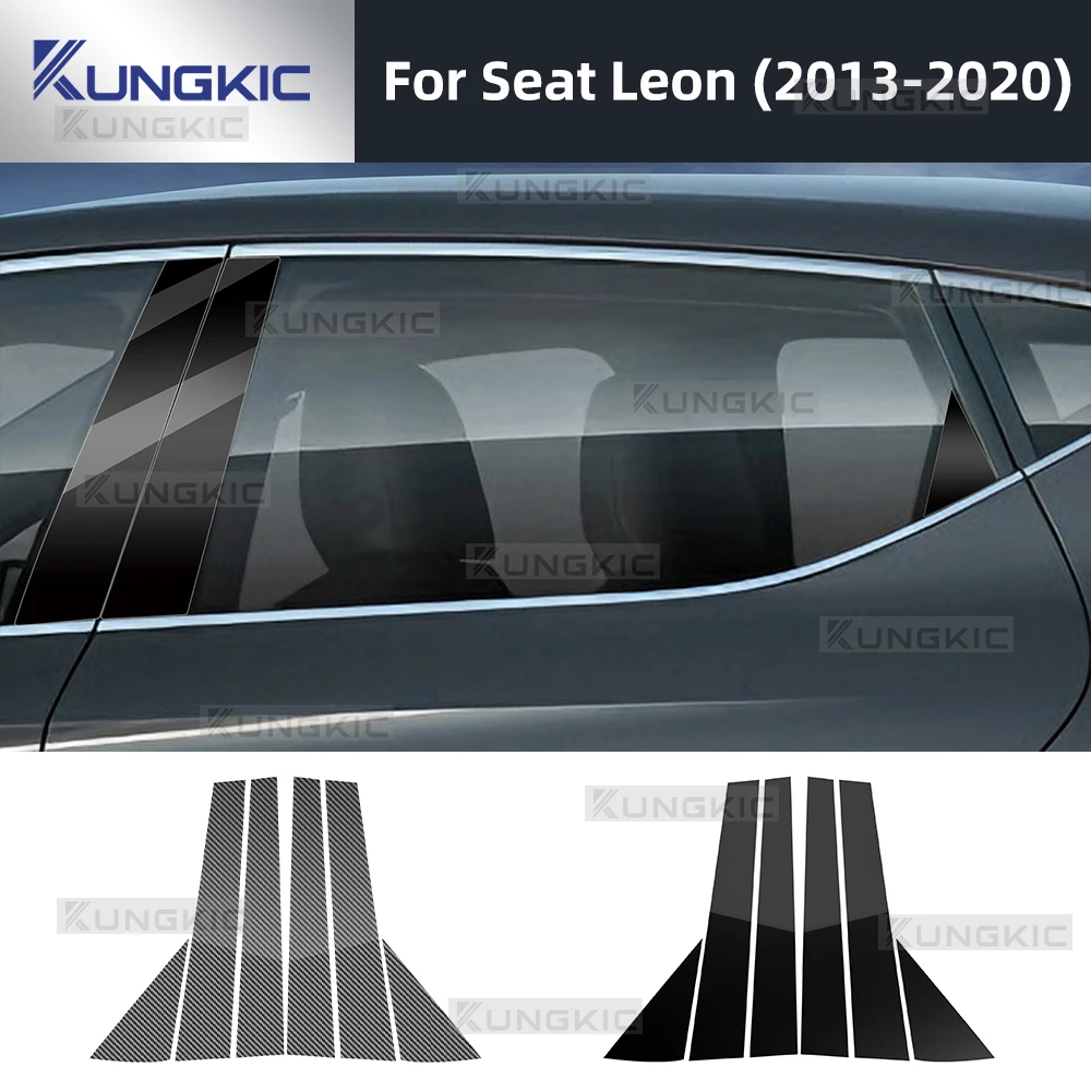 Embellecedor de pilar B y C para ventana de coche, adhesivo de PC negro brillante para Seat Leon MK3 2013, 2014, 2015, 2016, 2017, 2018, 2019 y 2020