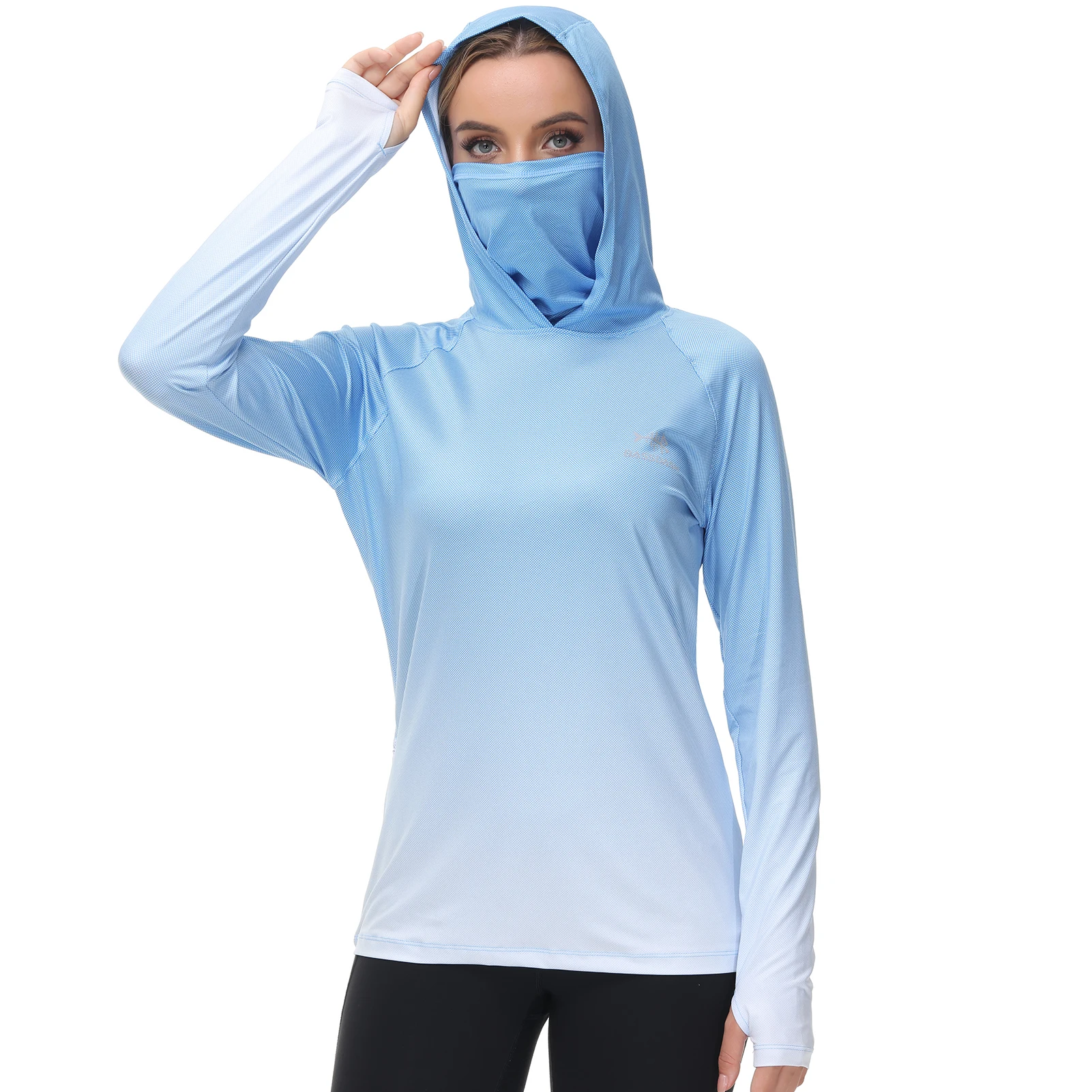 Description Picture 4 of itemBassdash FS23W Women's UPF 50+ Fishing Hoodie Shirt With Face Mask Thumb Holes