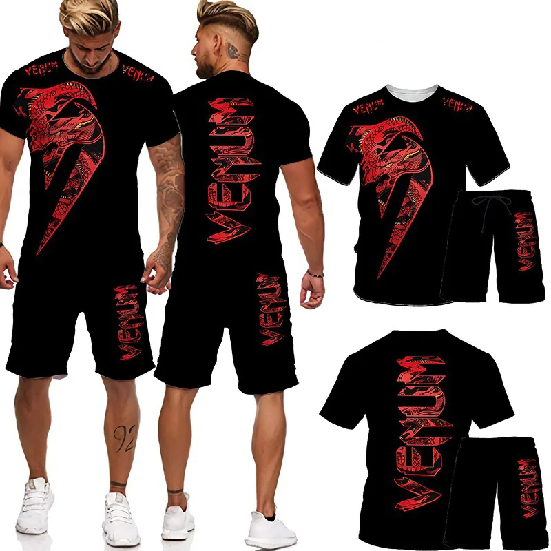 Oversized Men's Training Wear Suit 3D Printing T-Shirt Casual Wear Fitness Sports 2 Piece Set of Sports for Men Tracksuit Oversized Men's Training Wear Suit 3D Printing T-Shirt Casual Wear Fitness Sports 2 Piece Set of Sports for Men Tracksuit