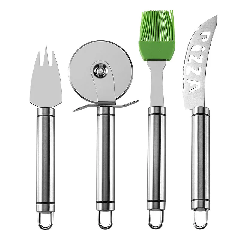 Stainless Steel Pizza Cutter Set of 2 Pieces Pizza Cutter Wheel Knife or 4pcs Accessories Combo for Bakeware Baking Gear