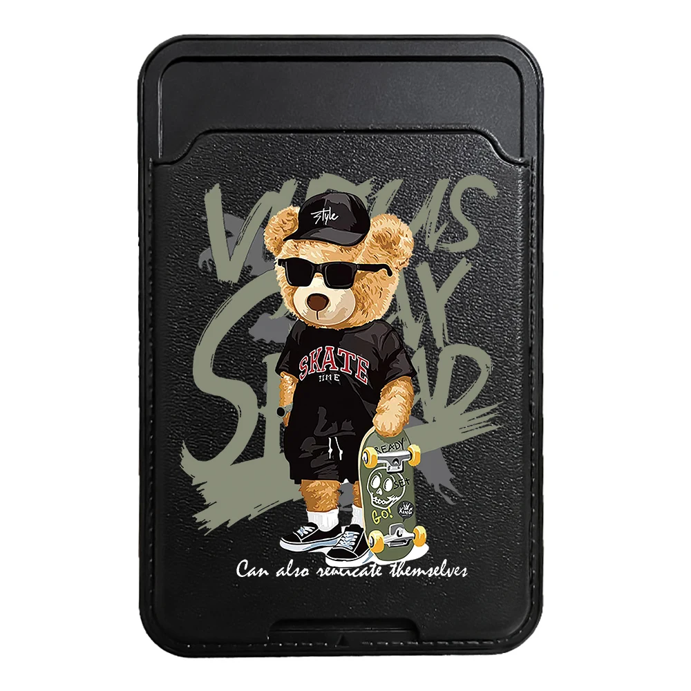 Skateboard Bear Phone Wallet Stick-On Credit Card Holder