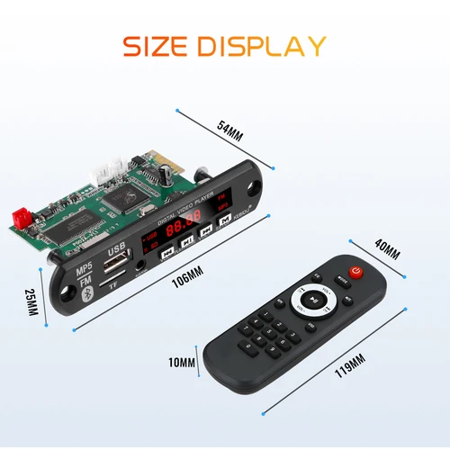 MP5 플레이어 감지기 모듈 FM 블루투스 디코더 지원 USB TF MP3 WAV 무손실 디코딩 Diy 키트 전자 PCB 보드 모듈 4