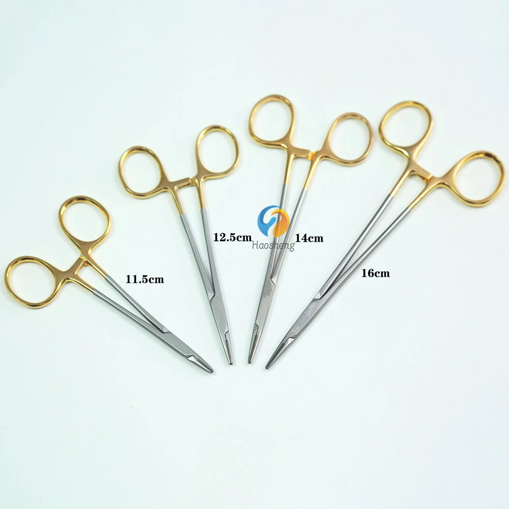 TC Gold Handle Needle Holder With Scissors 11.5cm 12.5cm 14cm 16cm