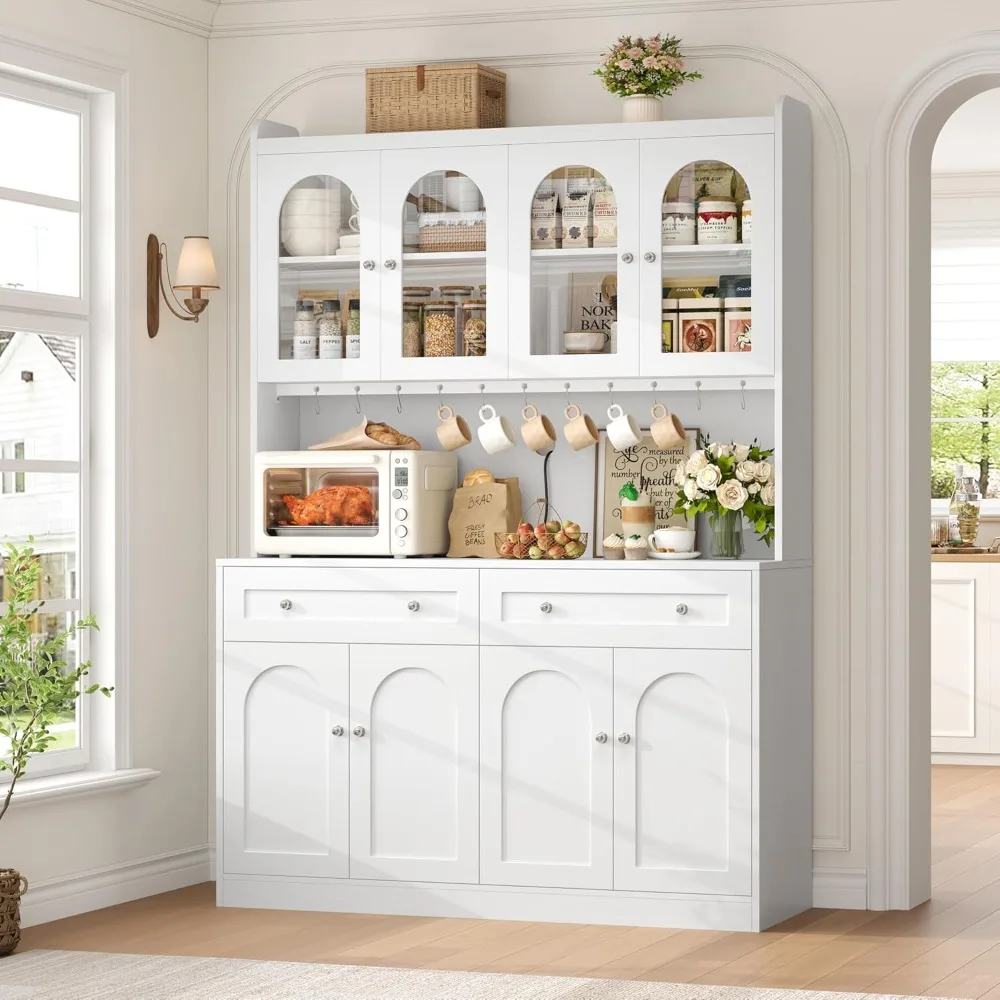 73" Tall Kitchen Pantry Cabinet with Countertop, 52'' Wide Storage Cabinet with Adjustable Shelves & Drawers, Customized 1