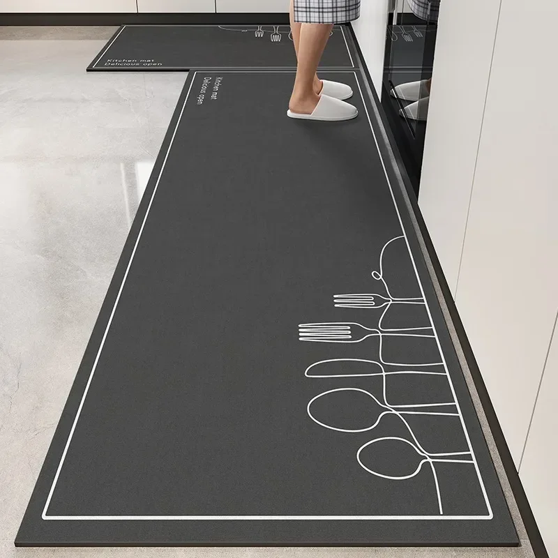 Mat for Kitchen Pvc Waterproof Carpet Anti-slip Home Decoration Area Rug Leather Entrance Doormat Alfombra De Cocina 주방 깔개 3