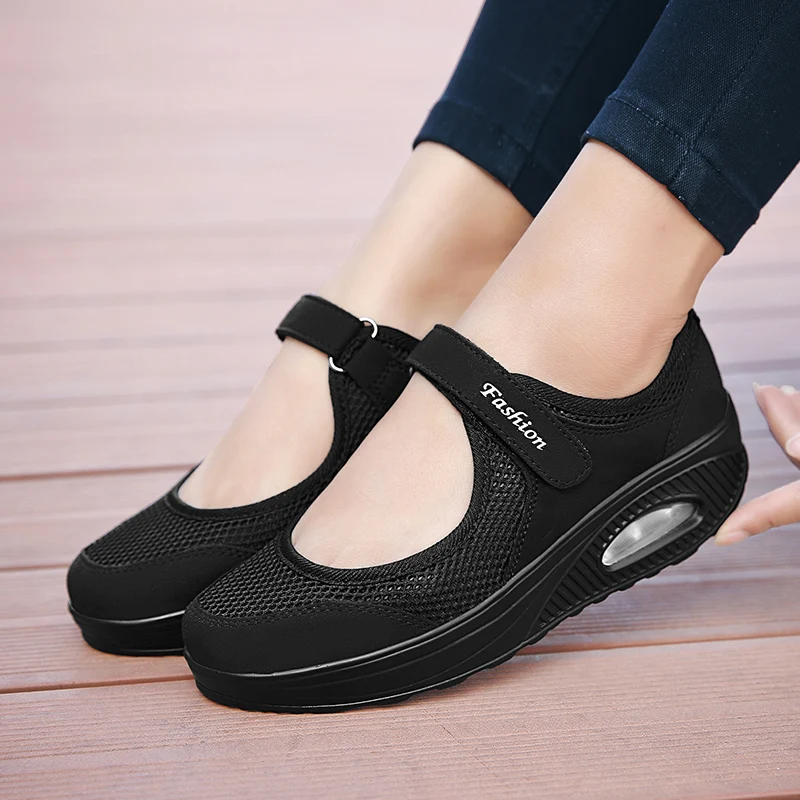 Women's Mesh Breathable Loafers Sneakers Solid Color Front Summer Walking Casual Shoes 5