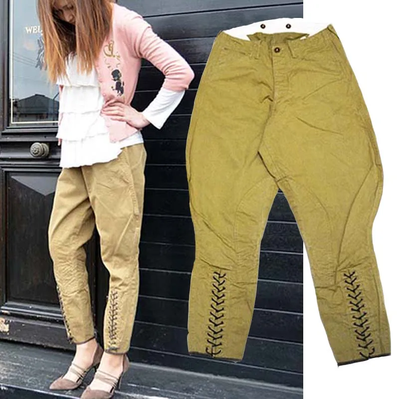 YANGHAOYUSONG Homemade YUTU&MM women's twill cotton 9-point pants pencil pants World War II breeches yanghaoyusong homemade kills eve season 4 cotton blend fabric jumpsuit yutu