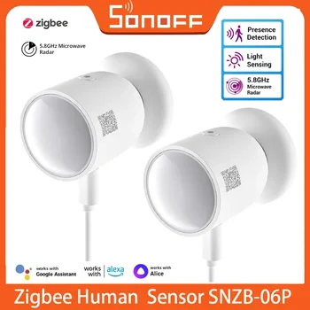 SONOFF SNZB 06P Zigbee Sensor de presencia humana Detector de SNZB-06P detección de luz de movimiento automatización del hogar inteligente funciona con Alexa Google 1