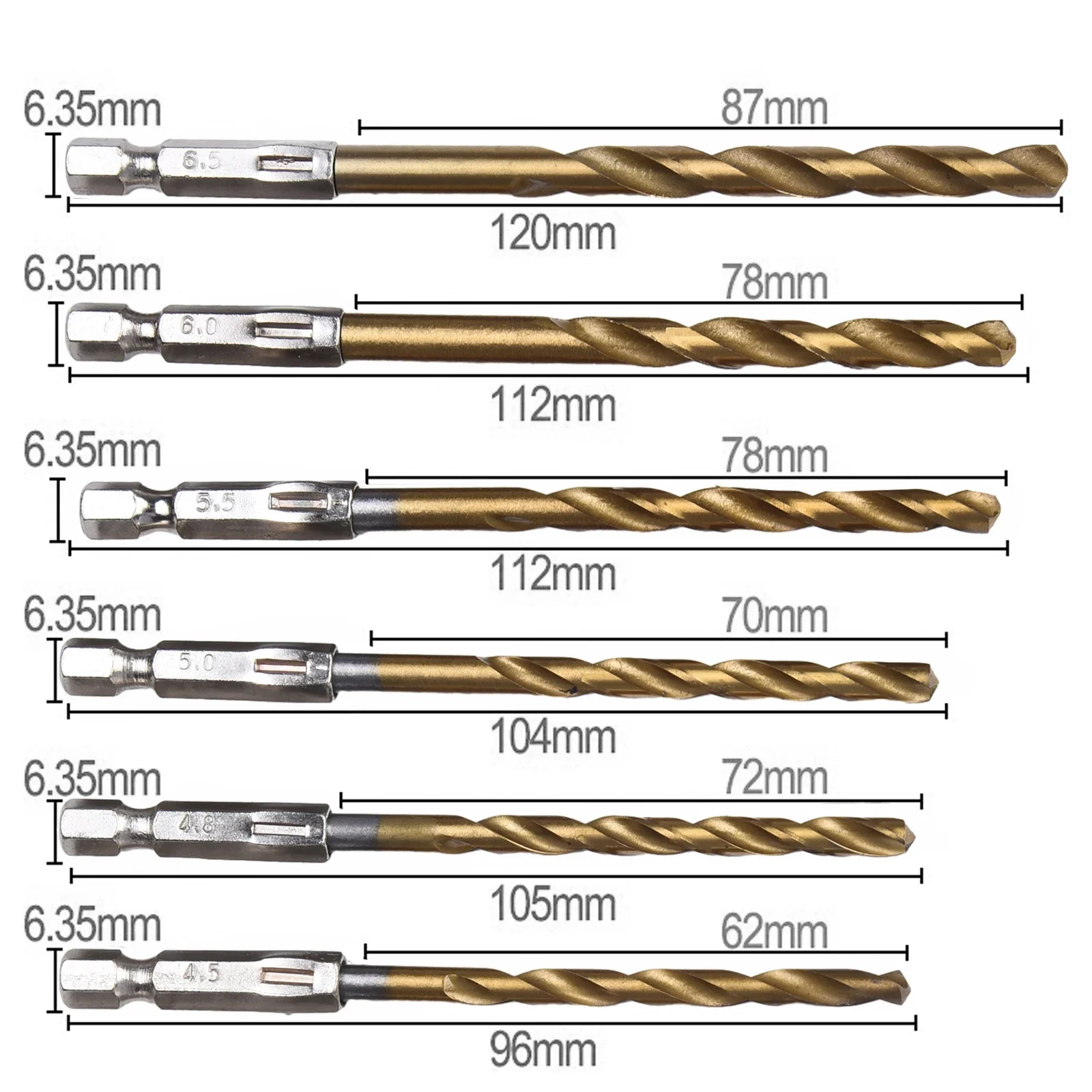 하이 퀄리티 HSS 드릴 비트 세트, 고속 스틸 OPP 플라스틱 가방, 1.5-6.5mm, 13 개, 164g