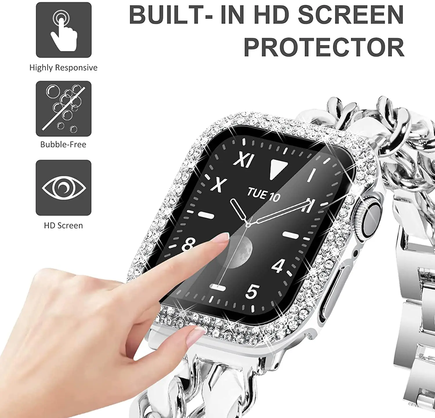 Luxury Diamond-Enhanced Tempered Glass Screen Protective Case