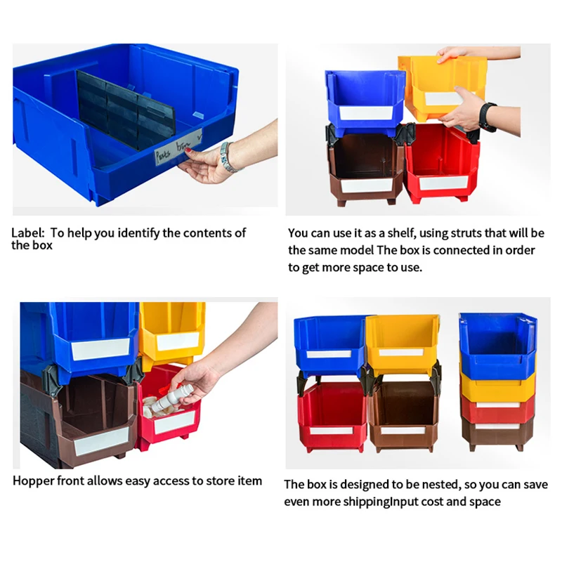 VEVOR Plastic Storage Bin (11-inch x 11-inch x 5-Inch) Hanging Stackable Storage Organizer Bin Blue/Red 6-Pack Heavy Duty Stacking Containers for