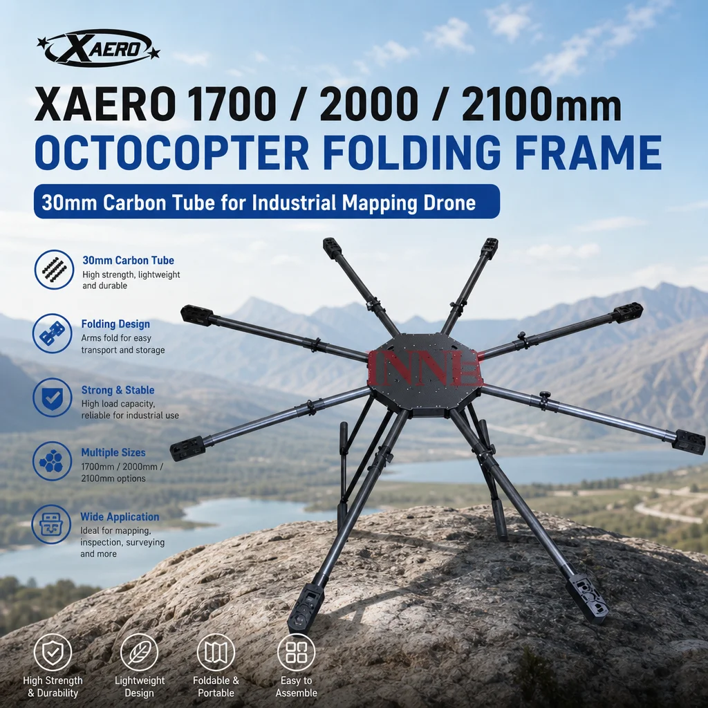 XAERO 1700 2000 2100mm Octocopter Faltbarer Rahmen 30mm Carbonrohr für Industrielle Kartierungsdrohnen
