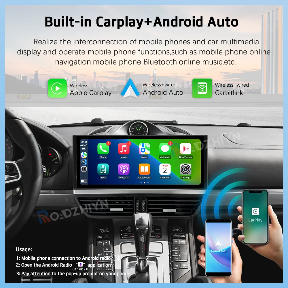 12.3inch Car Multimedia Video Player For Porsche Cayenne 2010-GPS Navigation Android12 Radio stereo 8+256G Carplay 4G Auto