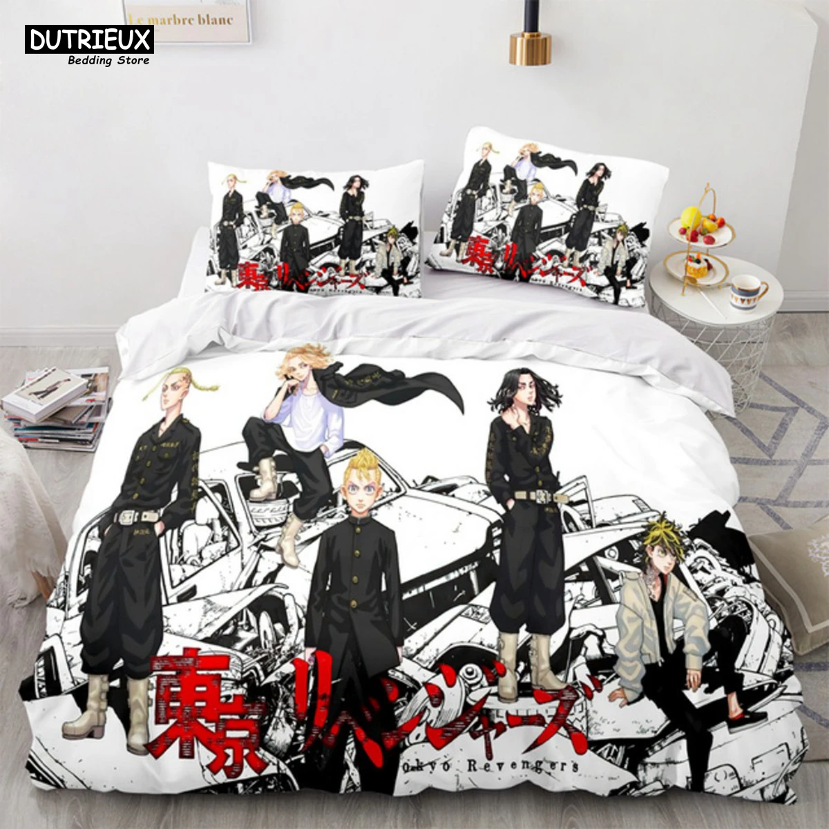 

Tokyo Revengers Bedding Set 200x200 Polyester Double Single Full Size Anime Bed Set Aldults Teens Bedroom Luxury Duvet Cover Set