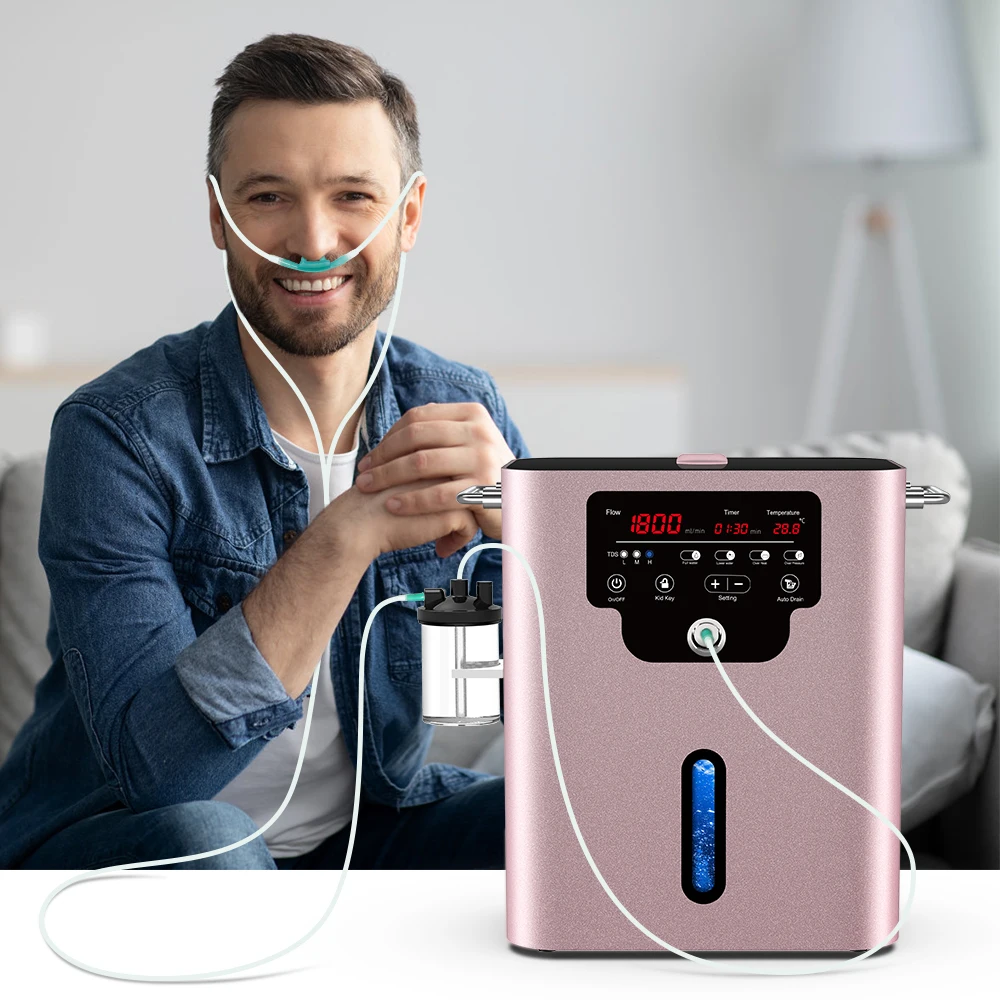 Suyzeko H2 Inhaler Hydrogen Water Generator 1800ML Hydrogen Inhalation Machine Deep Relaxation Therapy Home Care Beauty