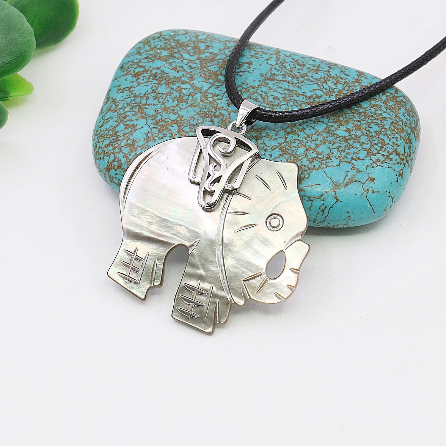 56x35mm Natural Shell Pendant,Elephant Shape Lucky Necklace/Pendant,Jewelry Making/Design,Unisex Gift,Personalized Pendant