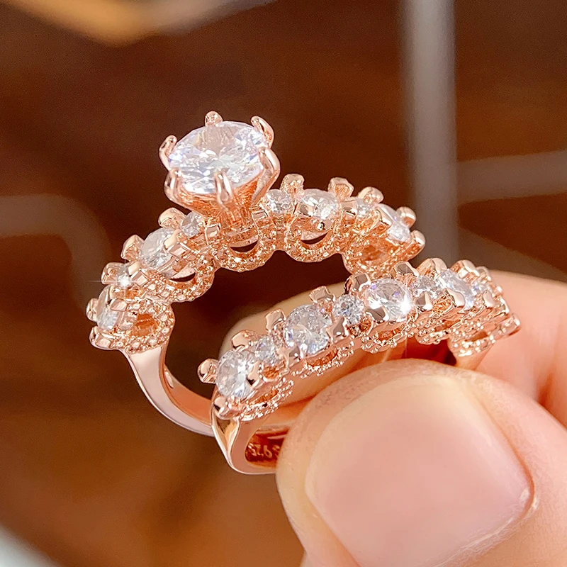 Huitan Special-interested Rose Gold Color Engagement Rings