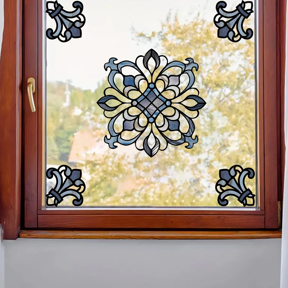 1pcs PVC Removable Creative Moroccan Style Geometric Pattern Windows Stickers for Kitchen Bedroom Decoration Home Decor Bathroom