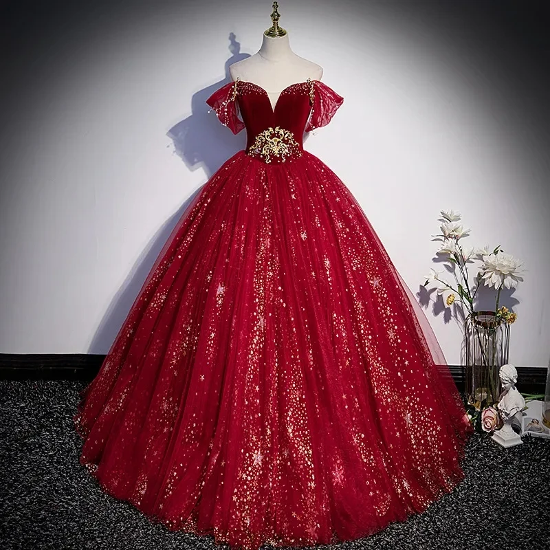 BOMARIS Off-Shoulder Ball Gown Quinceanera Dresses Vestidos De 15 Anos Glitter Formal Princess Birthday Party Gowns Customized