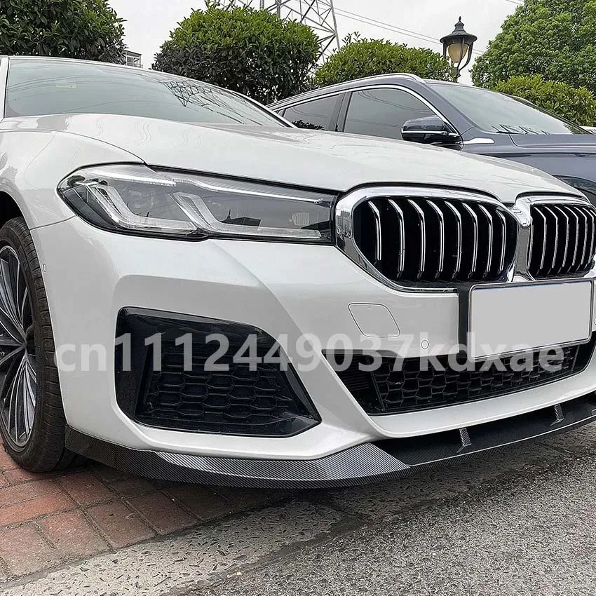 2021-2023 BMW 5 시리즈 G30 M 스포츠 LCI 540i 525i 530i 글로스 블랙 카본 파이버 룩 블레이드 프론트 범퍼 스포일러 립 스플리터